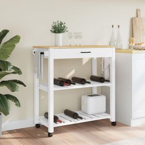 MONZA Solid <b>Wood</b> Pine <b>Kitchen</b> <b>Trolley</b> 33.1"x15.7"x35.4" <b>Kitchen</b> Islands & Carts - Product Image 3
