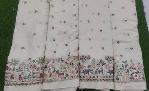 Tissu tissé à la main Mall Chanderi – Coton et soie légers, broderie complexe, idéal pour les saris, les lehengas, les ensembles salwar - Product Image 3