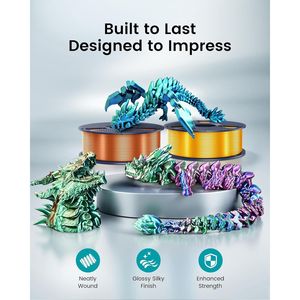 Chrome Gloss Finish Smooth Silk Texture 1.75mm <b>PLA</b> Filament 1kg Upgraded Formula for Stable 3D Printer Printing - Product Image 4