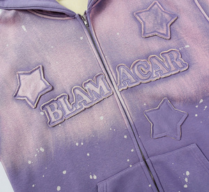 Sweat à capuche unisexe de luxe personnalisé en coton 100% avec impression numérique brodée, délavé à l'acide, fermeture éclair, écologique - Product Image 3