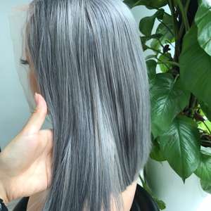 Vente en gros d'extensions de cheveux vierges vietnamiennes 100% de haute qualité perruque de cheveux bruts raides avec frontal de couleur grise - Product Image 3