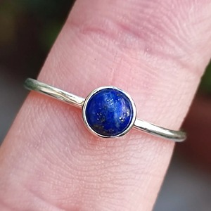 <b>Lapis</b> <b>Lazuli</b> <b>Ring</b> 925 Sterling Silver Handmade Boho Statement Promise Jewelry for Women Natural Round Shape Gemstone Jewelry - Product Image 2