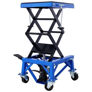 Elevador Hidráulico Tipo Tijera para Motocicletas, Color Azul, Capacidad 300 Libras, para Motos Pequeñas con Ruedas de Apoyo - Product Image 2