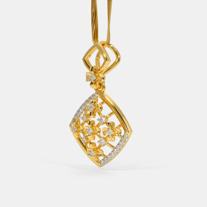 Collar con Colgante de Diamante Cultivado en Laboratorio, Geométrico Floral en Oro Amarillo - Product Image 5