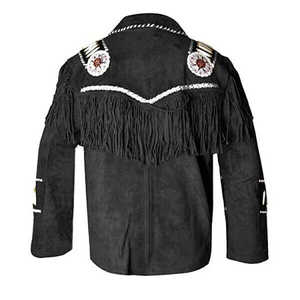 Veste en cuir de cow-boy western pour homme avec franges en cuir élégantes en marron, longue, nouveau style - Product Image 2
