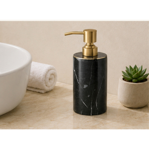 Distributeur de savon vintage en marbre noir naturel avec pompe en laiton de qualité supérieure, accessoires de salle de bain pour hôtel et flacon moderne pour lavage des mains - Product Image 6