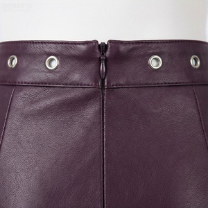 Jupe crayon en cuir PU taille haute pour femme, à lacets, couleur unie, longueur genou, style sexy - Product Image 4
