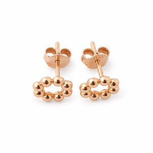 Boucles d'oreilles clous cercle perlé en or rose 18 carats pour femme, finition polie, style minimaliste, pour usage quotidien, bijoux de fête, cadeau - Product Image 5