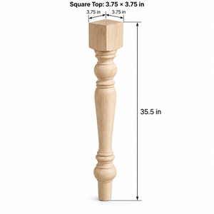 Pata de Mesa de Madera Sólida, Base de Mesa de Diseño Tradicional con Parte Superior Cuadrada, para Hogar u Oficina, Fácil Instalación, 35.5 Pulgadas - Product Image 2