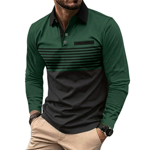 Camisa Casual Slim de Hombre para Otoño, Tejido de Punto Ecológico, Manga Larga, Poliéster 200g, Botones en el Pecho, Estampado con Combinación de Colores - Product Image 4