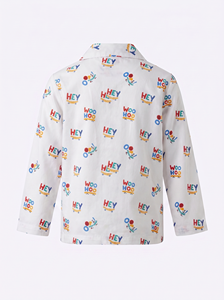 Camisa de Pijama de Manga Larga con Estampado de Frutas en Mezcla de Algodón Rosa, Cuello Camisero, Suave, Transpirable y sin Etiquetas, para Toda Temporada - Product Image 3