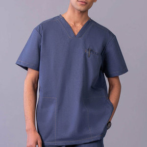 Uniforme d'infirmier/unisexe pour homme, haut en coton et polyester tissé, uniforme d'hôpital à manches courtes avec poches - Product Image 1
