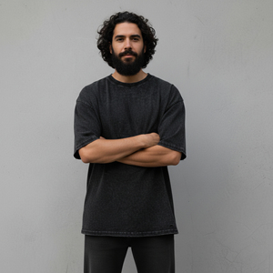 OEM/ODM Custom Black Oversized <b>Hip</b> Hop T-Shirt Men Drop Shoulder Heavyweight 100% Cotton Worsted Solid Color man t-shirt - Product Image 4