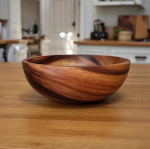 Tazón de Madera de Acacia Estilo Americano Natural, Ecológico, Hecho a Mano, Duradero, Rústico, para Servir Ensaladas - Product Image 3