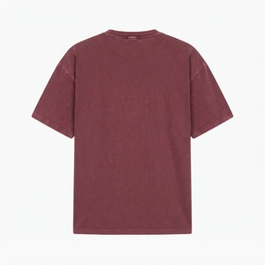 Men's T Shirt Burgundy Acid Wash Text Print Crew <b>Neck</b> Short Sleeve Oversized Fit Casual Streetwear <b>Tshirt</b> - Product Image 4