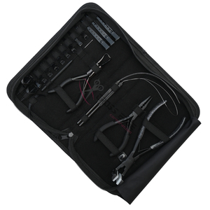 Customizable Black Hair Extension tools Set Black <b>Tape</b> In Plier Micro Bead Remover Crimping Tool Pulling <b>Hook</b> & Styling Clips - Product Image 1