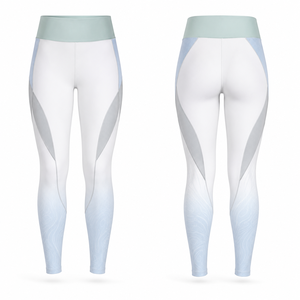 Leggings de yoga taille haute pleine longueur, imprimé par sublimation color block, surpiqûres contrastées, extensibles dans les quatre sens, en Spandex et Nylon sans couture - Product Image 1