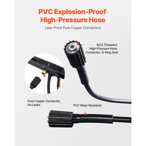 Nettoyeur haute pression électrique haute puissance, 2700 PSI max, 1,8 GPM, machine de nettoyage avec 4 buses à connexion rapide pour diverses tâches - Product Image 5