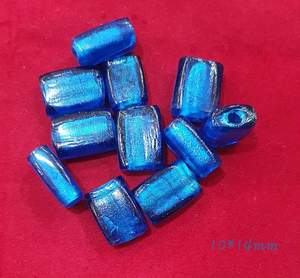 Perles en verre de Murano de haute qualité de marque FE, cristal, feuille d'argent, lampwork, ovales/rondes irrégulières 19x34mm, couleur personnalisée, pour la fabrication de bijoux - Product Image 2