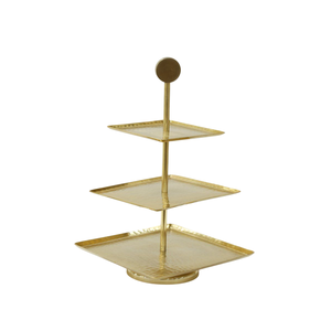 Wholesale Wedding And Party Decor Elegant Dessert Serving Tray Display <b>Stand</b> Stylish Design Gold Square <b>3</b> <b>Tier</b> Metal <b>Cake</b> <b>Stand</b> - Product Image 1