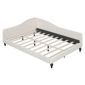 Divano letto a L in lino beige con gambe in legno massello, divano letto matrimoniale (Vecchio SKU SF000146AAA) - Product Image 5