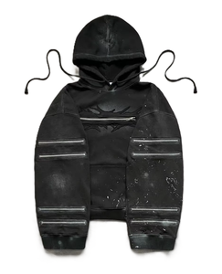 Sweat à capuche pour enfants coupe ample, épais 450 GSM, effet délavé soleil, imprimé éclaboussures de peinture, plusieurs fermetures éclair, personnalisable, collection printemps - Product Image 2