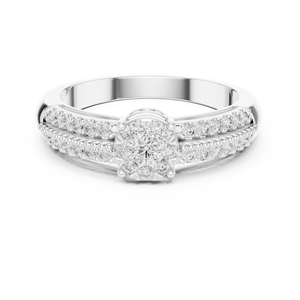 แหวนหมั้นเพชร CZ ประดับเพชรแบบคลัสเตอร์ชุบทอง14K สุดหรู nova - Product Image 3