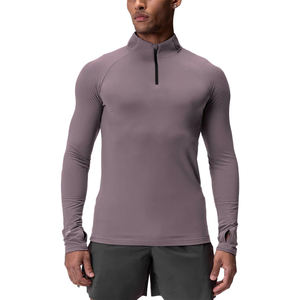 Blank Custom Compression Quick Drying 1/4 Zip up Fitness Wear Gym Training Workout Quarter Zip <b>Pullover</b> For <b>Men</b> Wholesale Tops - Product Image 4
