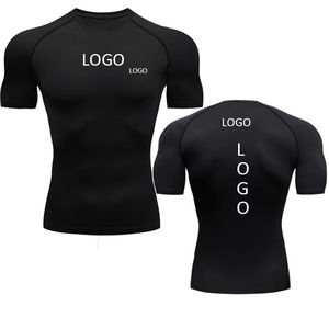 T-shirt de sport pour homme de qualité supérieure, coupe ajustée, manches courtes, séchage rapide, respirant, en nylon/coton, personnalisable - Product Image 1