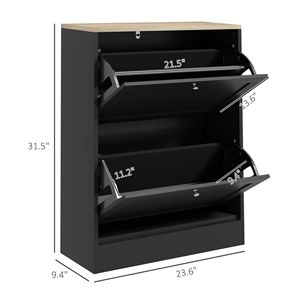 Scarpiera moderna a 2 cassetti con ripiani regolabili per 12 paia di scarpe - Nera - Product Image 3