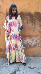 Beautiful Elegant Handmade Indian Tie Dye <b>Kaftan</b> Plus Size <b>Summer</b> Women Three Quarter Sleeve Casual Dress Slit ODM - Product Image 5