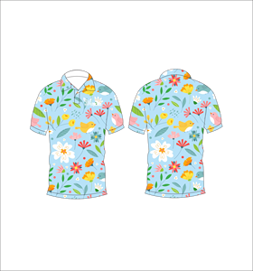 เสื้อโปโลลายดอกไม้สีสันสดใส เสื้อโปโลสั่งทำพิเศษแบบซับลิเมชั่น แขนสั้นลำลอง เสื้อกอล์ฟ ชุดยูนิฟอร์มกีฬาทีม - Product Image 6