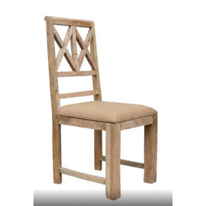 Chaise de salle à manger traditionnelle indienne en bois de manguier massif, rembourrée, meubles d'intérieur antiques, aspect luxueux pour hôtel et bureau - Product Image 1