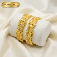 AC36BG0124 Juego de Pulseras de Oro de 24K para Mujer, Diseño Geométrico, Estilo Clásico, Joyería para Boda