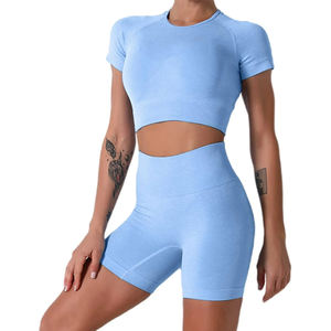 Conjunto Deportivo de 5 Piezas con Logotipo Personalizado, Ropa Deportiva de Moda para Gimnasio, Leggings de Cintura Alta de Color Sólido, Conjuntos de Yoga para Mujer - Product Image 4