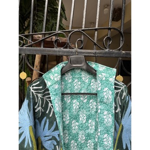 Veste bomber en velours écologique brodée à la main, col mandarin, manches longues, motif floral, courte, pour femme, automne, verte - Product Image 3