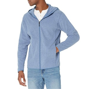 Sudadera de Punto con Capucha y Cierre de Cremallera para Hombre, Color Azul Claro, Corte Regular, para Primavera, 100% Algodón, Transpirable, Diseño Sólido - Product Image 4