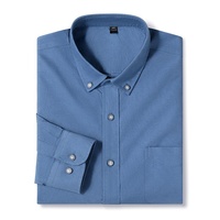 Kemeja Pria 100% Katun Warna Solid Lengan Panjang Kerah Turn-down Kancing Depan Kemeja Formal Bisnis Untuk Pria