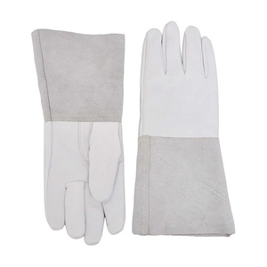 Gants de soudage TIG en cuir de chèvre et croûte de cuir de vache, ignifuges, pour travaux industriels, lutte contre les incendies et barbecue - Product Image 5