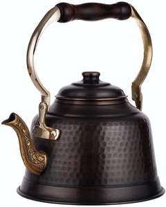 Classic Hammered Copper <b>Tea</b> Kettle with Wooden Handle for Royal Kitchen Decor, <b>Tea</b> Serving and <b>Gifting</b> Purpose - Product Image 3