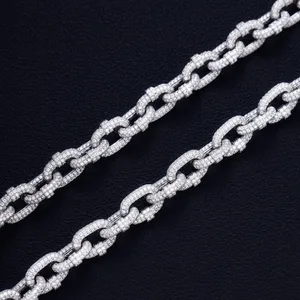 Real Silver VVS Moissanite Oval Link <b>Chain</b> Necklace <b>Iced</b> <b>Out</b> Oval Paperclip Link Choker Hip Hop Jewelry Pass Diamond Tester - Product Image 3