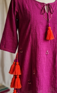 Breloque de sac bohème en coton à pompons, pendentif perlé orange et rose, accessoire de décoration intérieure - Product Image 4