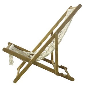 Silla de playa de madera de larga duración, cubierta de hamaca de macramé, madera de teca, duradera, plegable, ecológica, silla para exteriores, muebles de Indonesia - Product Image 4