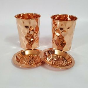Vaso cilíndrico recto de cobre puro martillado de doble pared con tapa de rosca, diseño de lujo, apto para lavavajillas. - Product Image 3