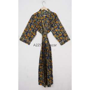 Bata Kimono de Satén 100% Algodón, Romántica, Sexy y Transpirable, con Estampado Floral para Mujer, Ropa de Dormir de Primavera/Verano, Ropa de Playa - Product Image 2