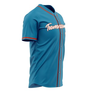 Chemise de baseball personnalisée pour jeunes par sublimation, nom d'équipe 00, bleu, polyester respirant, boutonnée, manches courtes, vêtements de sport pour adultes - Product Image 4