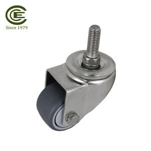 Roue de roulette en acier inoxydable à tige filetée pivotante de 1.5 pouces, tige légère M10 - Product Image 5