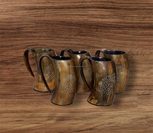 Logo personnalisé écologique 500ml tasse en corne naturelle meilleure qualité à la main durable fête boire de la bière brûler finition polonaise - Product Image 2