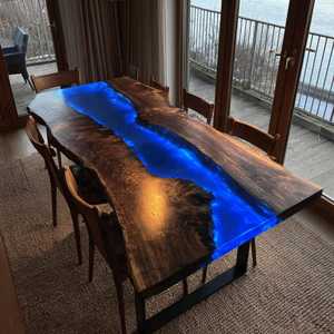 Modern Rustic Real Wood Coffee <b>Table</b> Live Edge Resin Epoxy <b>Dining</b> <b>Table</b> for Office Bedroom Bathroom Entry Workshop Home - Product Image 4