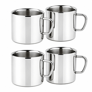 Mug à bière en acier inoxydable à double paroi 450 ml, en forme de baril, isotherme, en métal, incassable, avec poignée - Product Image 3